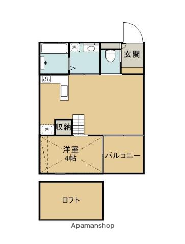 LARGO B棟(1LDK/1階)の間取り写真