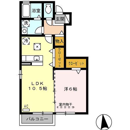 セジュール浜津Ⅱ(1LDK/1階)の間取り写真