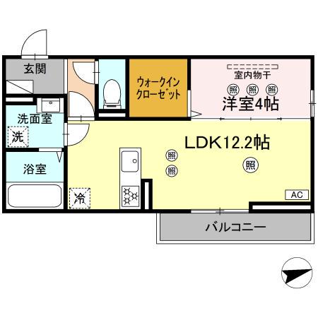 DーRESENAKJ(1LDK/3階)の間取り写真
