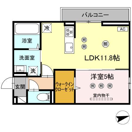 DーRESENAKJ(1LDK/3階)の間取り写真