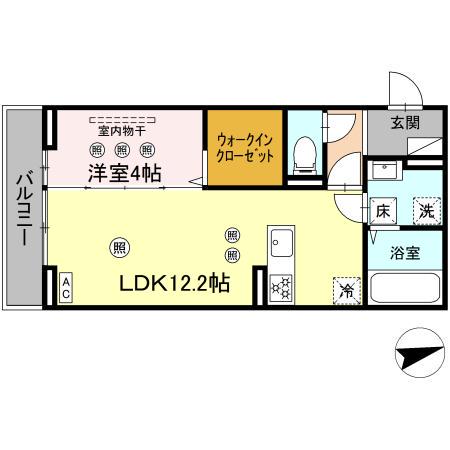 DーRESENAKJ(1LDK/2階)の間取り写真