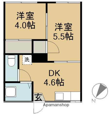 片岡コーポ(2K/1階)の間取り写真