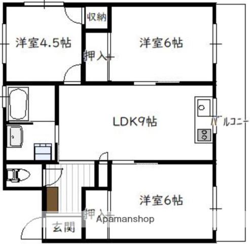 岡本ハイツ(3DK/2階)の間取り写真