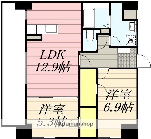 F・STAGE江平 イースト(2LDK/6階)の間取り写真