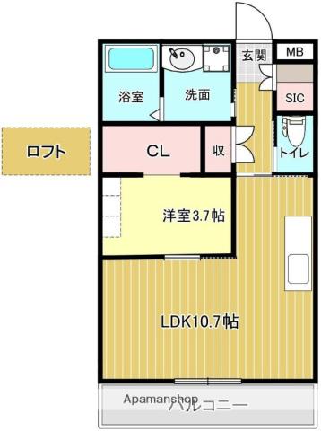 バンベールノース(1LDK/3階)の間取り写真