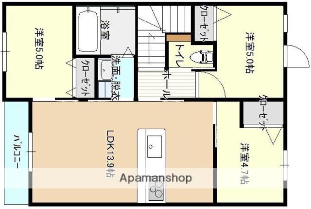 アルカディア祇園Ⅱ(3LDK/2階)の間取り写真
