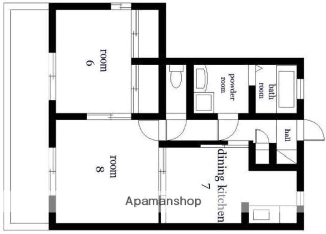 サングレイスⅡ(2DK/2階)の間取り写真