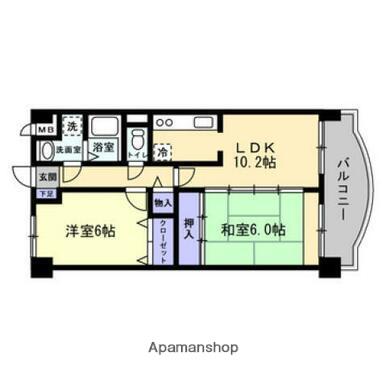 プラセル藤川(2LDK/2階)の間取り写真