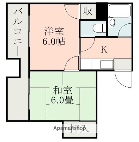 シャルルコーポ紫原(2K/4階)の間取り写真