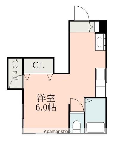 スプリングハイツ中洲(ワンルーム/3階)の間取り写真