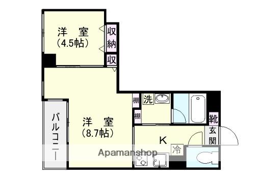 サンティア中央町(2K/4階)の間取り写真