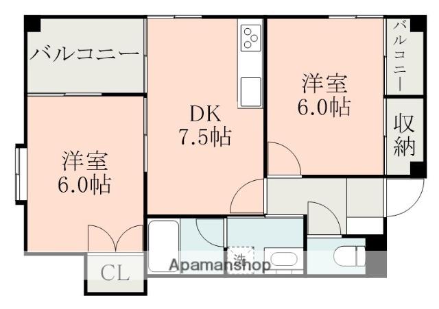 福永マンション(2DK/1階)の間取り写真