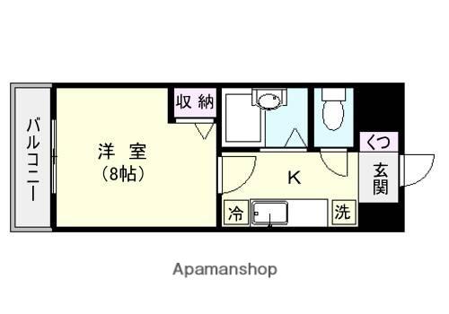 リバ-サイド・草牟田(1K/6階)の間取り写真