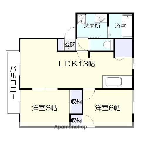 チェリーハイツTWO A棟(2LDK/1階)の間取り写真
