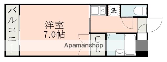 アップルコート紫原Ⅱ(1K/1階)の間取り写真