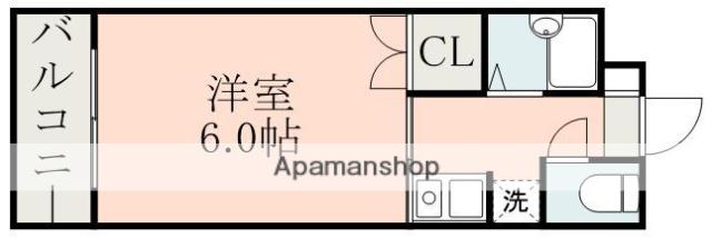 アップルコート紫原Ⅱ(1K/3階)の間取り写真