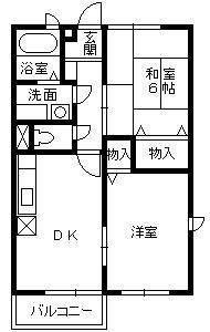メゾンプロムナードT(2DK/1階)の間取り写真
