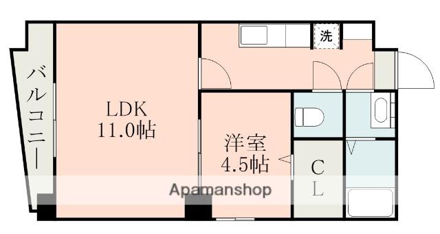 クレール新屋敷(1LDK/3階)の間取り写真