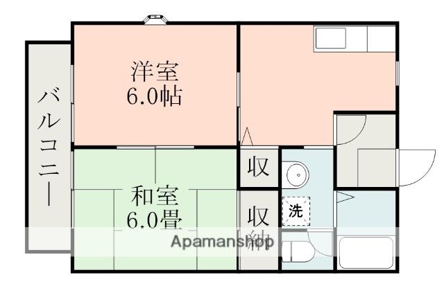 メルベーユ木元A棟(2DK/1階)の間取り写真
