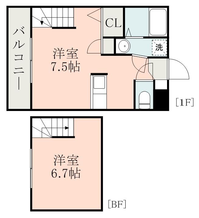 プレファランス鷹師(1LDK/1階)の間取り写真