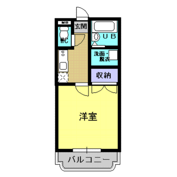 KB21(1K/5階)の間取り写真
