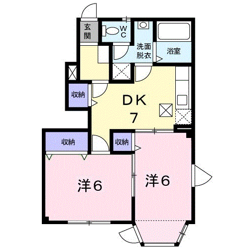 リー・ロアンヌⅡ(2DK/1階)の間取り写真