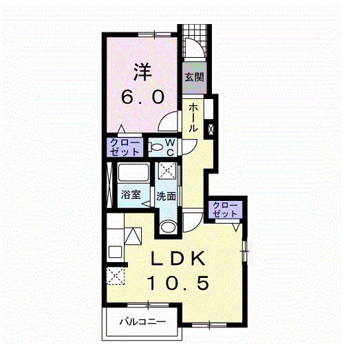 ジームスC(1LDK/1階)の間取り写真