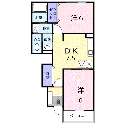 サン・フェアⅡ(2DK/1階)の間取り写真