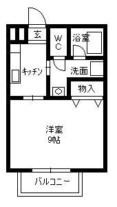 ドマーニK(1K/1階)の間取り写真