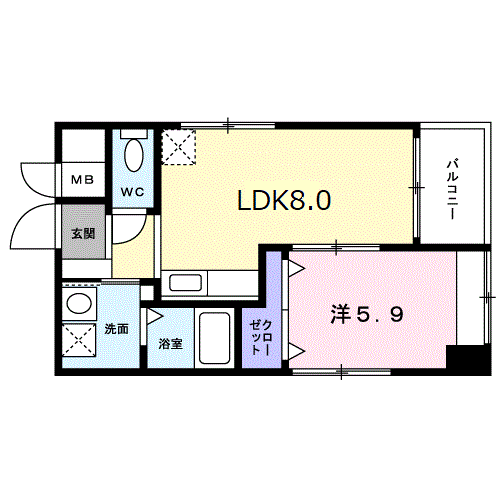 クレスト呉服町(1LDK/4階)の間取り写真