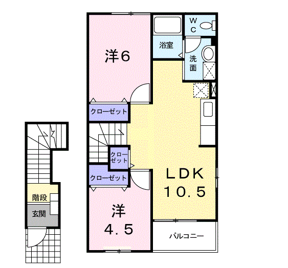 リバ-サイドT・J(2LDK/2階)の間取り写真