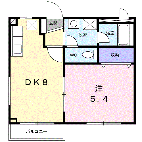 ウェルジュ U(1DK/1階)の間取り写真