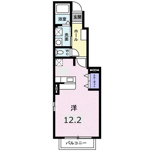 エレガンソーレⅡ(ワンルーム/1階)の間取り写真