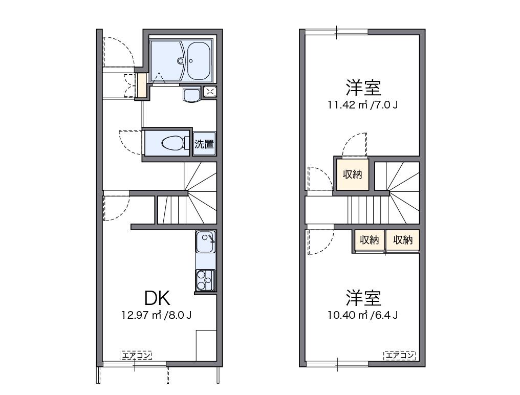 レオパレスポラリス(2DK/1階)の間取り写真