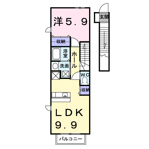 シーメンズ(1LDK/2階)の間取り写真