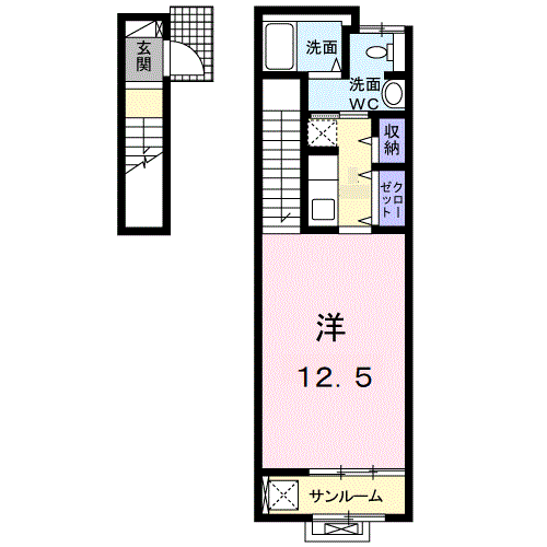 イーストAVENUE(ワンルーム/2階)の間取り写真