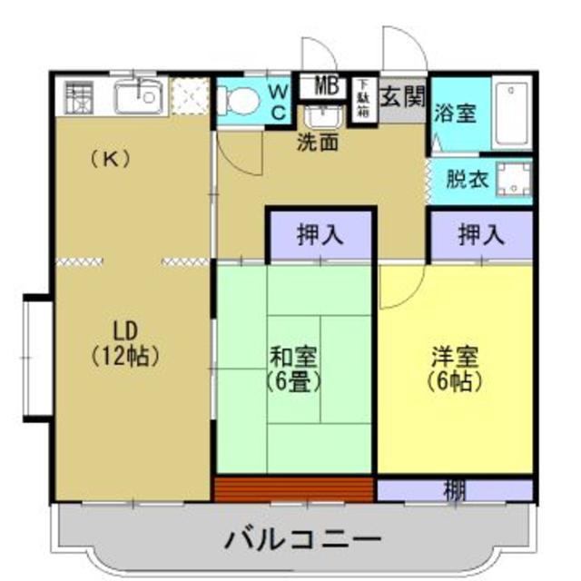 ペアーハイツ(2LDK/2階)の間取り写真