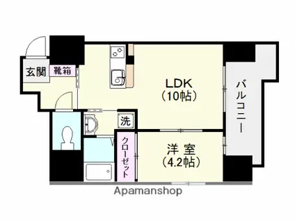 S-FORT鹿児島駅前ベイサイド(1LDK/12階)の間取り写真