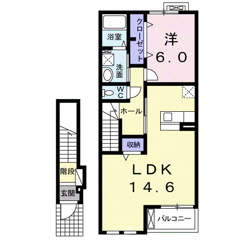 ブライト I(1LDK/2階)の間取り写真