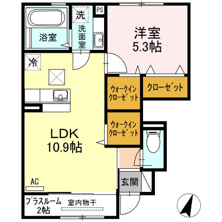 アリエッタ オール電化(1LDK/1階)の間取り写真