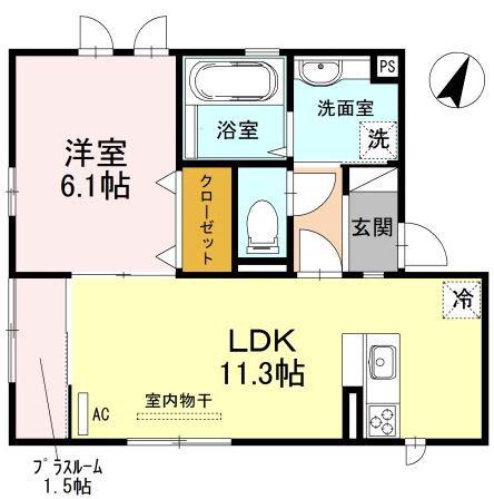 シャンスT(1LDK/2階)の間取り写真