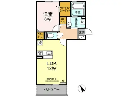 ソシアメゾン坂元(1LDK/2階)の間取り写真