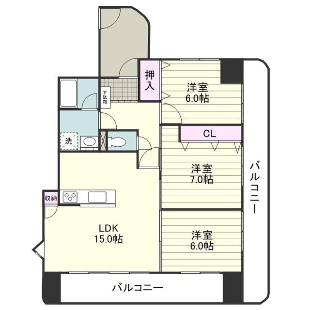 アンシャンテ・パリⅠ(3LDK/3階)の間取り写真