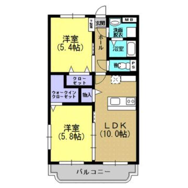 NAGI西(2LDK/2階)の間取り写真