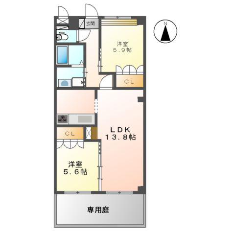 フォレステージ桜(2LDK/1階)の間取り写真