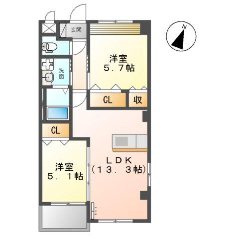 A・グランドパレス(2LDK/2階)の間取り写真