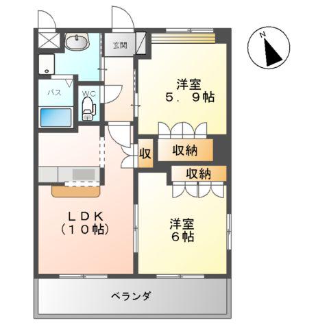 GREEN PARK 絆(2LDK/1階)の間取り写真