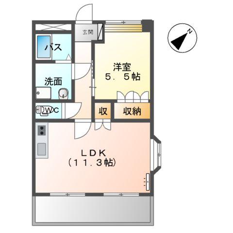 ひばりヶ丘ハイツ(1LDK/1階)の間取り写真