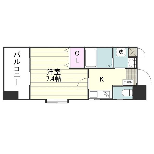 ルミナス平之町(1K/8階)の間取り写真