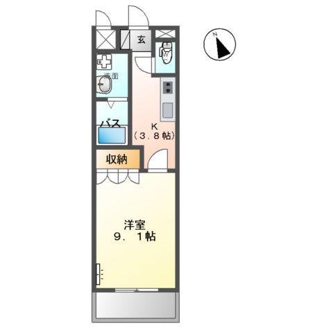 敬愛ハイツA(1K/2階)の間取り写真